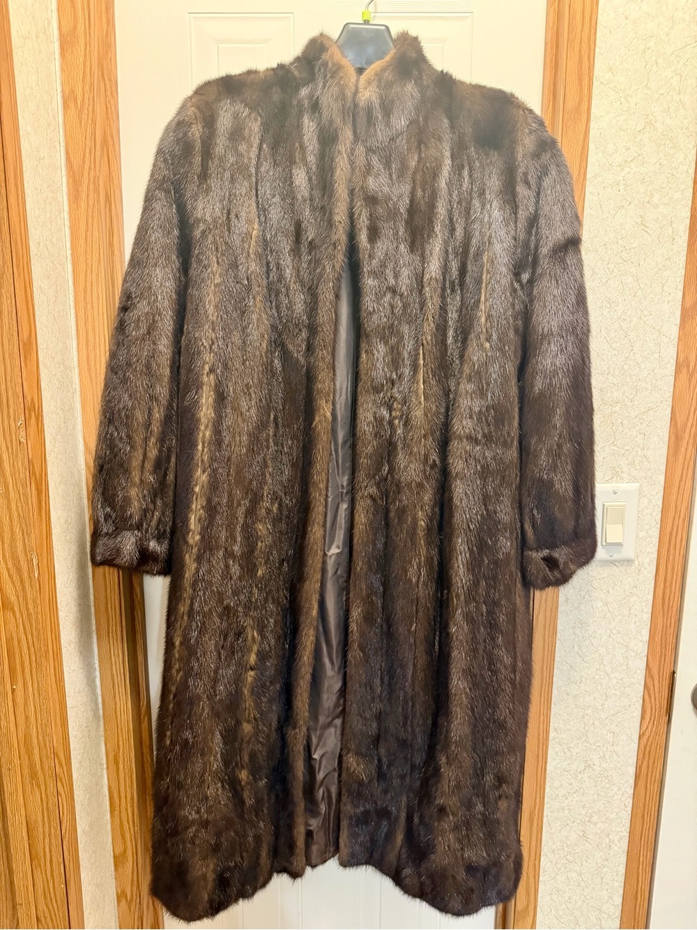 Classic Brown Fur Long Coat - Women's Outerwear